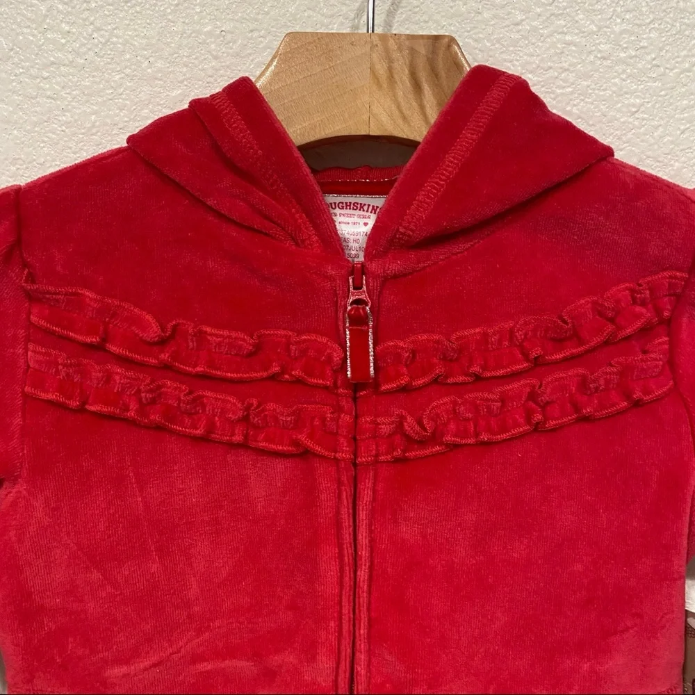 NWT Kids Toughskins Girls Red Fleece Full Zip Jacket Christmas Holiday 2T